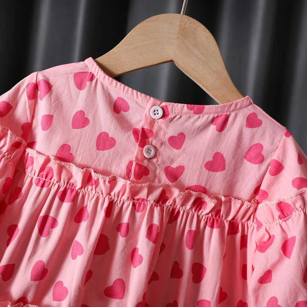 Sweet Baby Girls Long Sleeve Shirt Round Collar Love Heart Print Blouse Korean Style Loose Casual Dot Shirt Tops Girls C251007