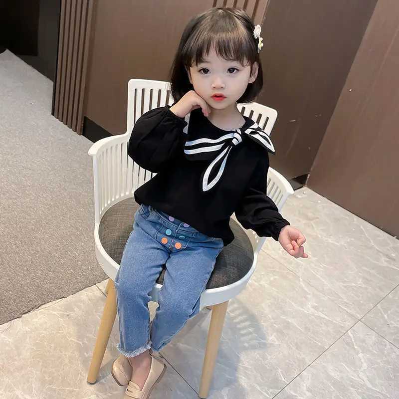 Kids Girls Longsleeved Shirts New Childrens Spring and Autumn Bottoming Shirts Girls Baby Bow Shirts Tops C251007