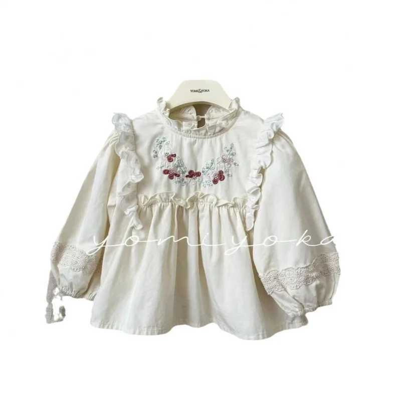 Girls Clothing Spring and Autumn New Childrens Embroidered Lace Doll Shirt Baby Girl Top Sweet Versatile Blouse C251007