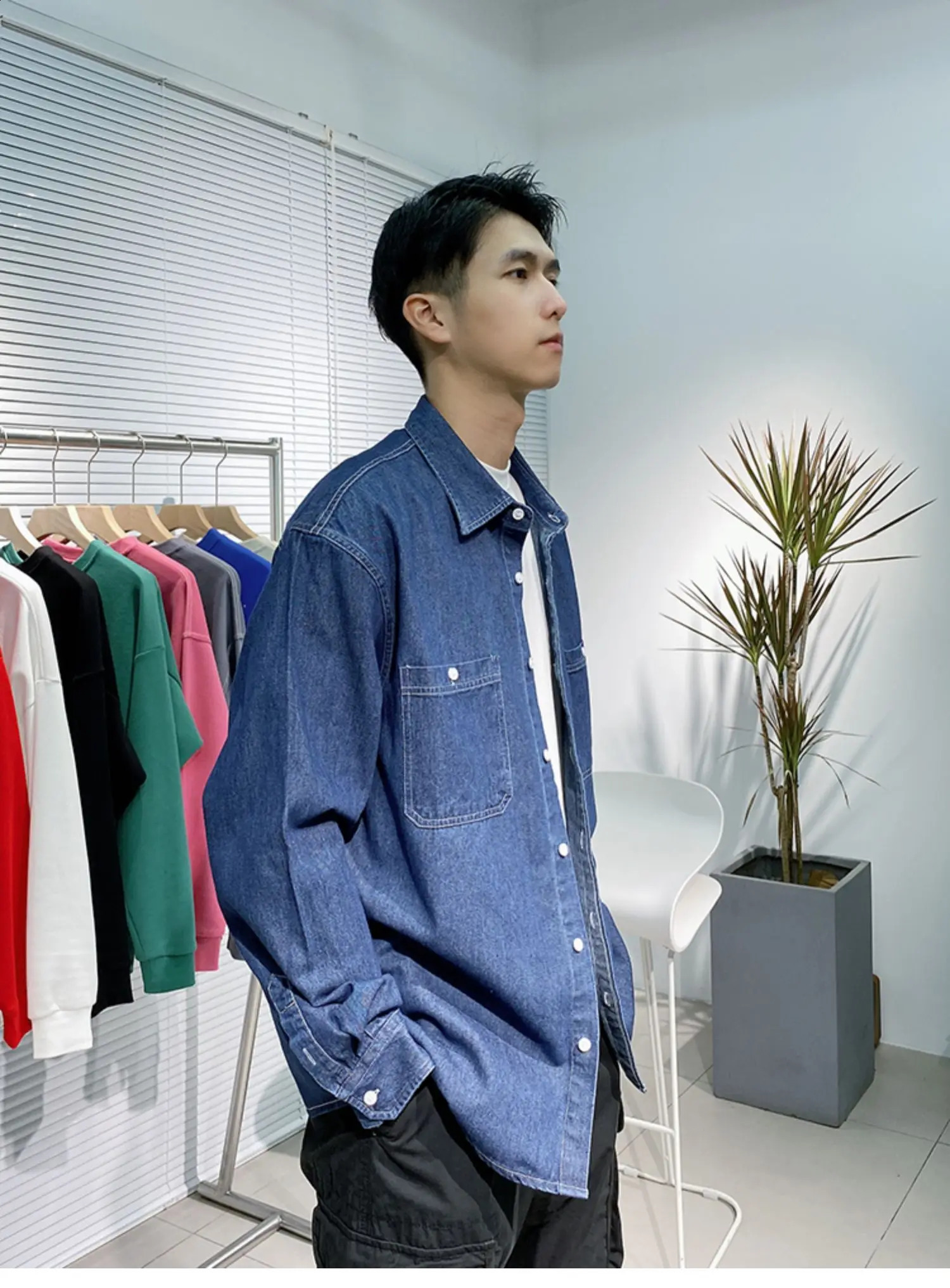 Long sleeved denim shirt mens heatresistant welding construction site work clothes wearresistant labor protection clothing y250922