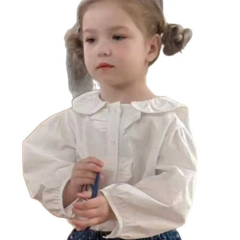 New Doll Collar Shirt Korean Version Childrens Clothing 2025 Autumn Girls Cotton Soft and Stylish Long Sleeved Shirt C251007