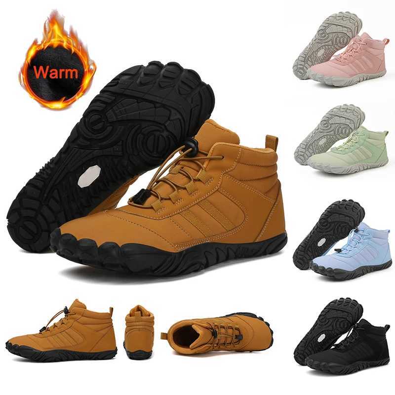 2024 Snow Boots Waterproof Men Winter Shoes Barefoot Ankle Boots Couple Snow Shoes Outdoor Hiking Shoes Fur Warm Plush Boots J251007