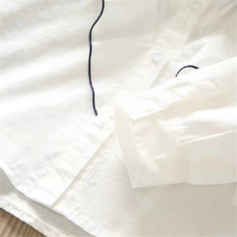 2024 Girls White Shirt for Kids Spring Autumn Korean Fashion Children LongSleeved Cute Bow TShirt Cotton Casual Top Clothes C251007