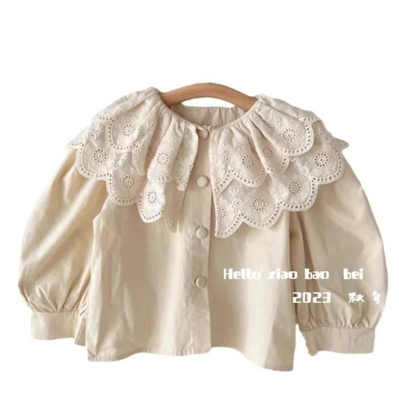 Girls Shirt Autumn New Fashionable Sweet Fashion Baby Girl Doll Collar Embroidered Lapel Top C251007