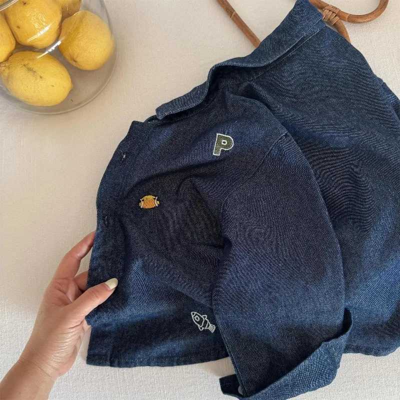 Baby Girls Boys Jean Blouses Kids Blue Shirts 2025 Spring Autumn Tops 1 To 6Yrs Childrens Korean Style Clothing C251007