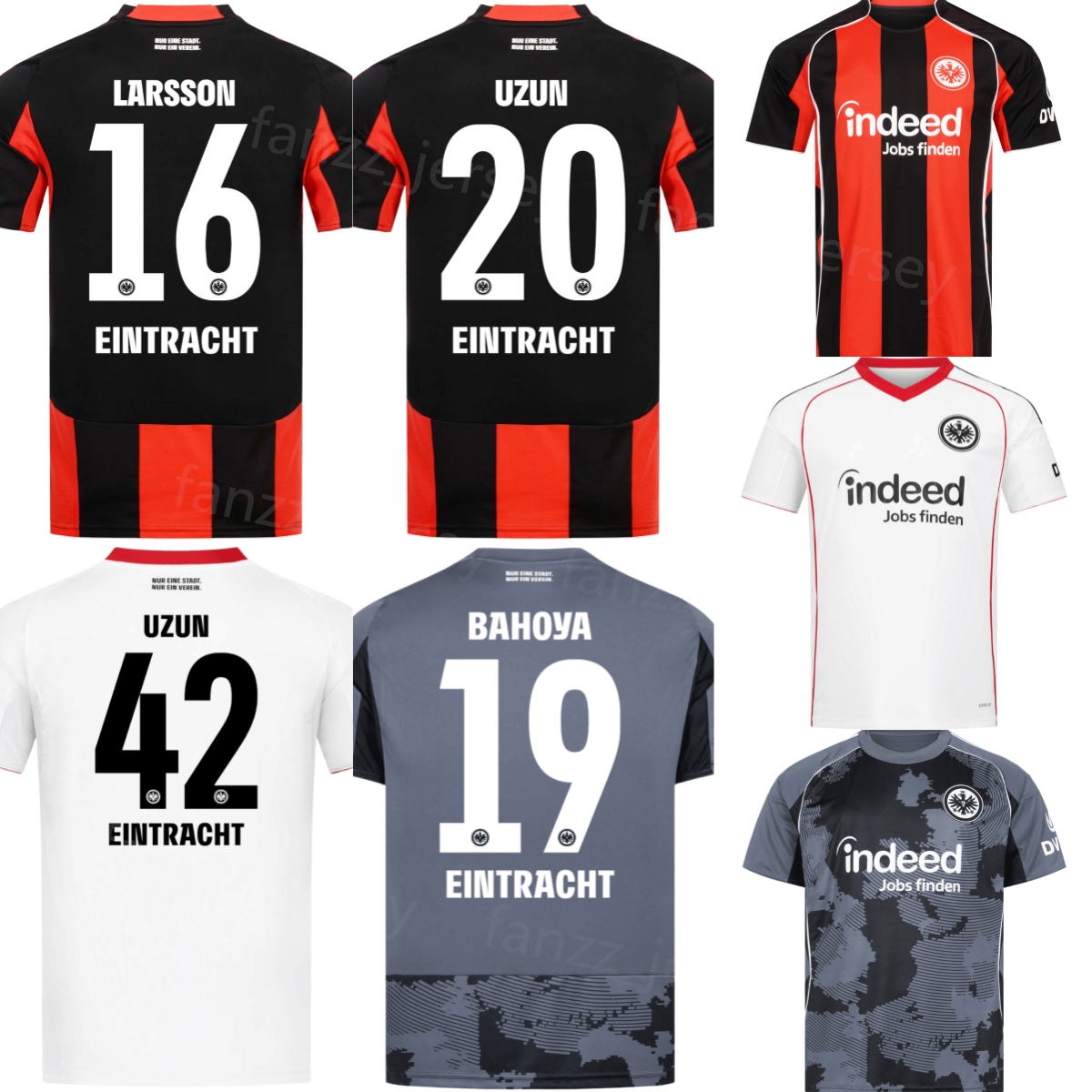 Club 42 UZUN Soccer Jerseys 2025 2026 Mans 20 DOAN 19 BAHOYA 16 LARSSON 23 ZETTERER 7 KNAUFF 8 CHAIBI 6 HOJLUND 17 WAHI Football Shirt Kits Black White Grey FaLanFuKe