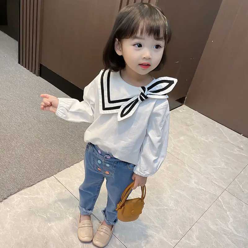 Kids Girls Longsleeved Shirts New Childrens Spring and Autumn Bottoming Shirts Girls Baby Bow Shirts Tops C251007