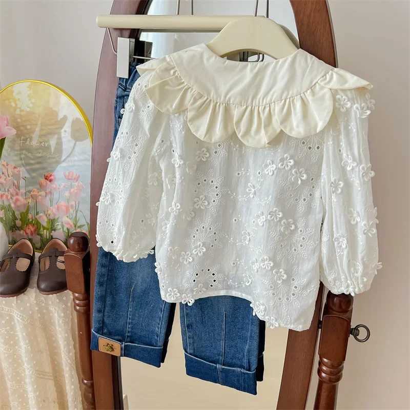 Childrens Clothing Shirt 2024 New Girls Doll Shirt Childrens Clothing Autumn Clothing Korean Embroidered Shirt Baby C251007