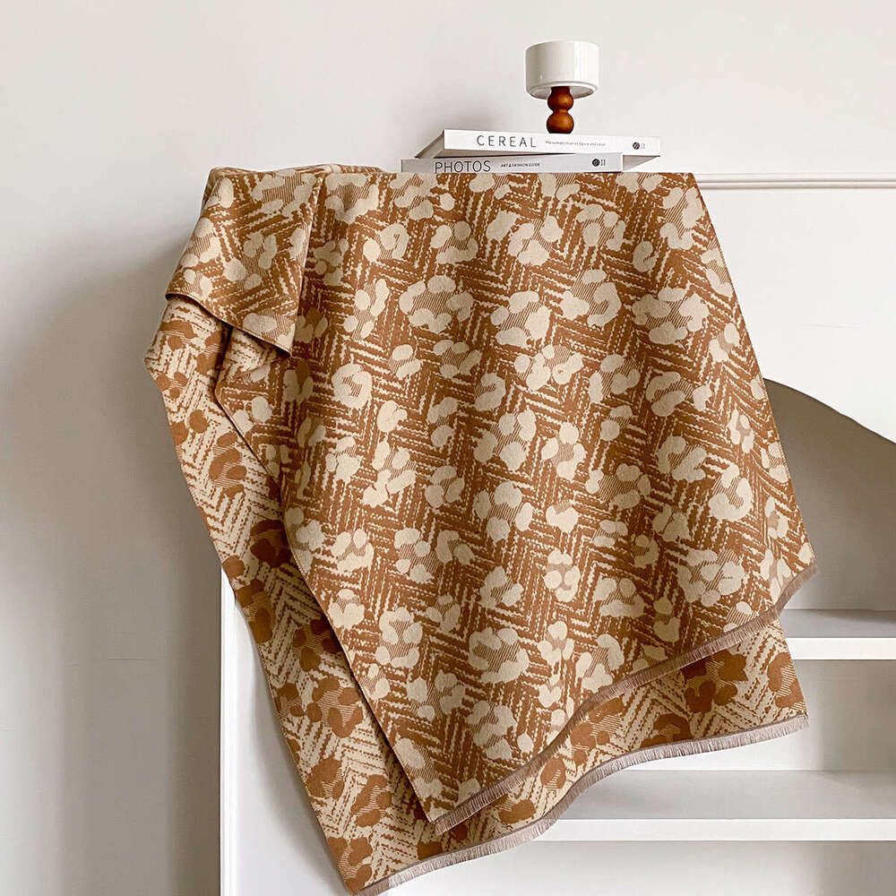 Autumn Winter New Long Scarf Leopard Print Tassel Double-Sided Air-Conditioned Room Warm Thickened Outer Shawl b5d