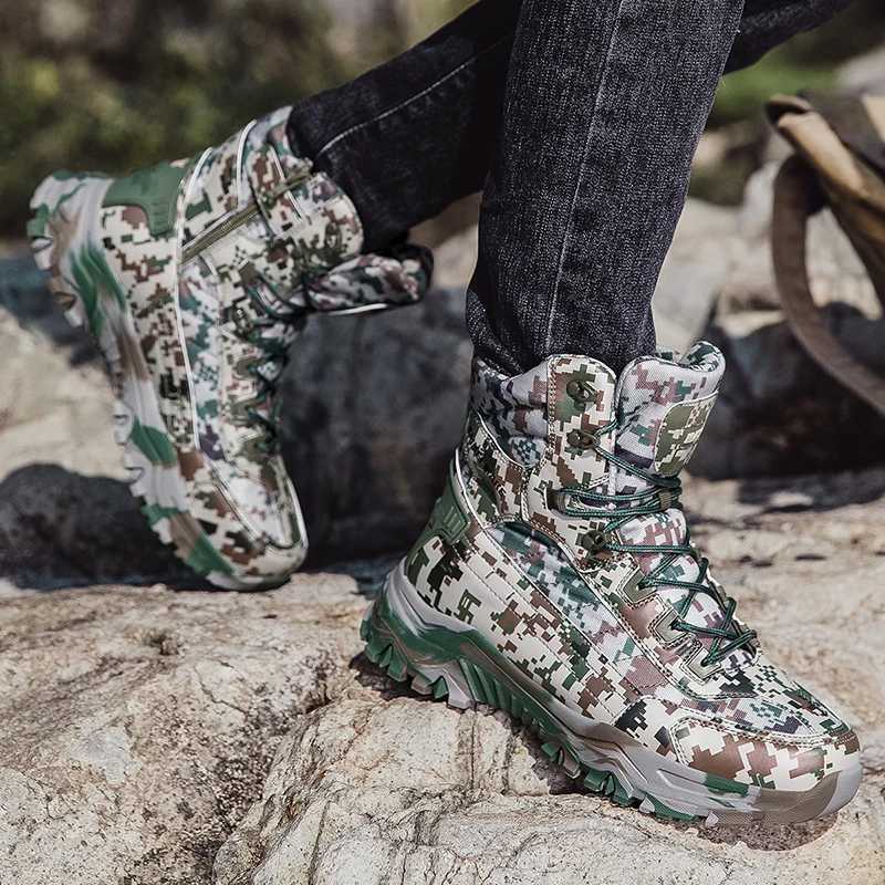 Mens Hiking Boots Camouflage Tactical Boots Desert Waterproof Work Safety Shoes Mountaineering Shoes Ankle Boots Outdoor Boots J251007