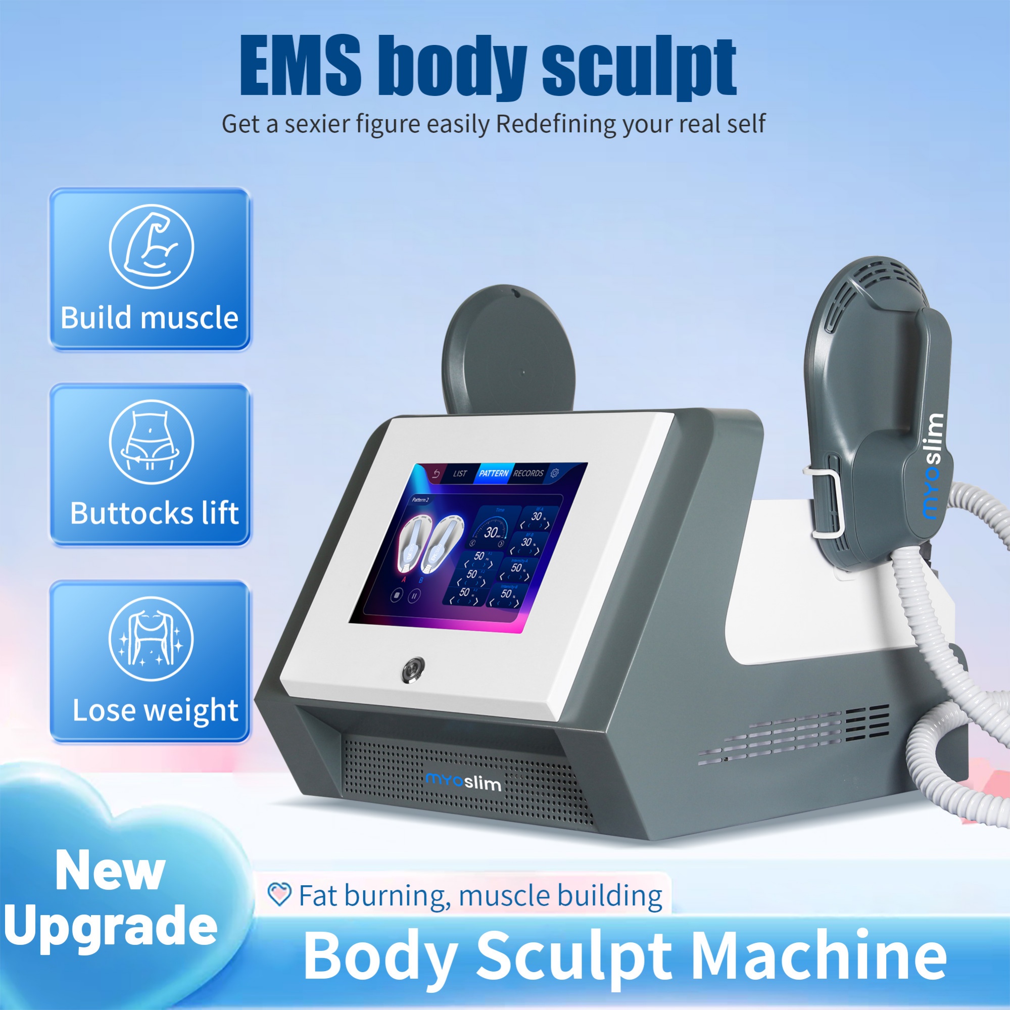EMS Body Sculpt Machine RF Sculpting Weight Loss Burning Fat Slimming Muscle Stimulation Equipment 6500W HI-EMT MYOslim