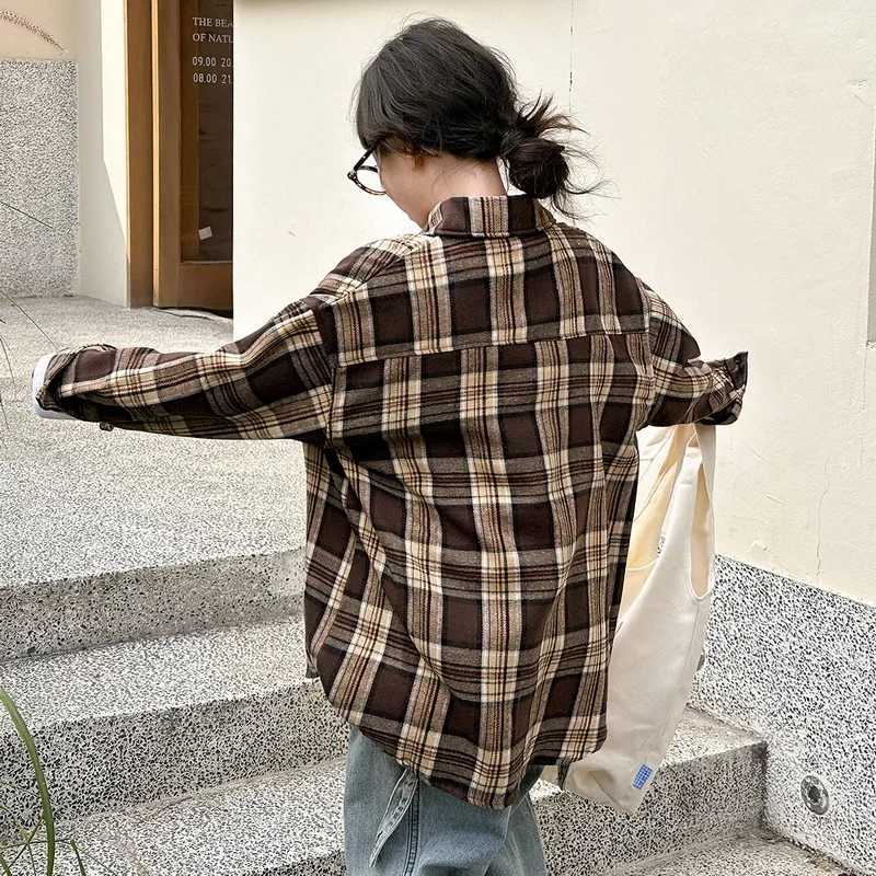 Korean Kids Autumn Long Sleeve Plaid Blouse for Girls Outfit Clothing Tops Children Baby Clothes School Uniform Shirt Outerwear C2510071