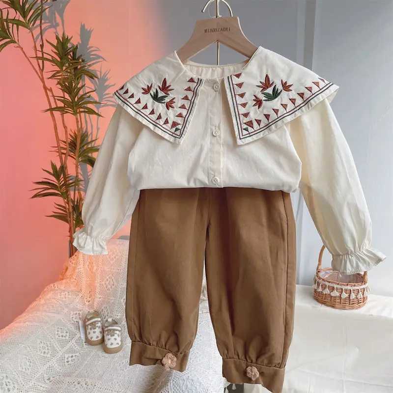 2023 Baby Girls Spring Autumn Clothing Embroidery Tops Shirtselegant Girl Kids Princess Tops Children Clothes C251007