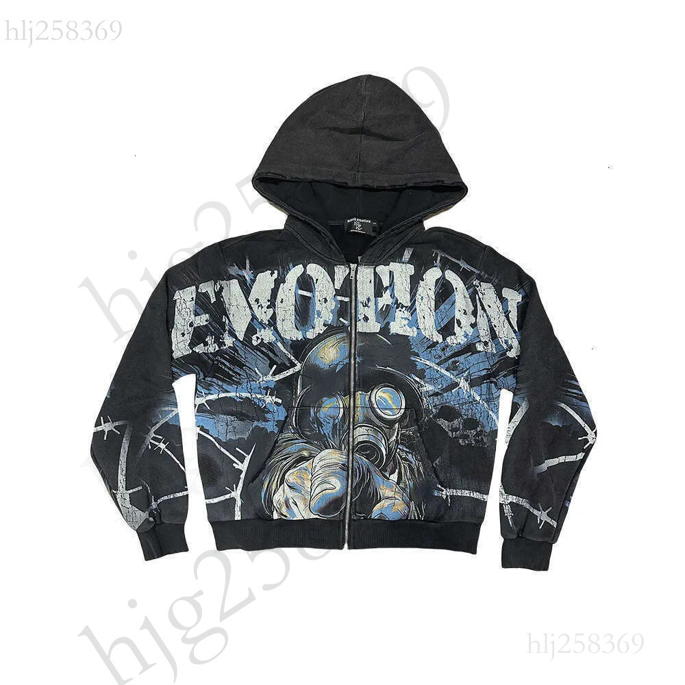 Mixed Emotions Hoodie Zip Up Hood Jacket Harajuku Y2k Clothes Mens Gothic Punk Print Graphic Hoodies Designer Mixedemotion Angels Sweatshirt Cardigan Coat 572