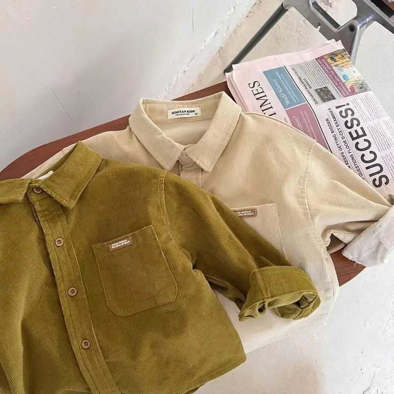 Kids Blouses Spring New Corduroy Baggy 2025 Fashion Korean Long Sleeve Simple Style Casual C251007