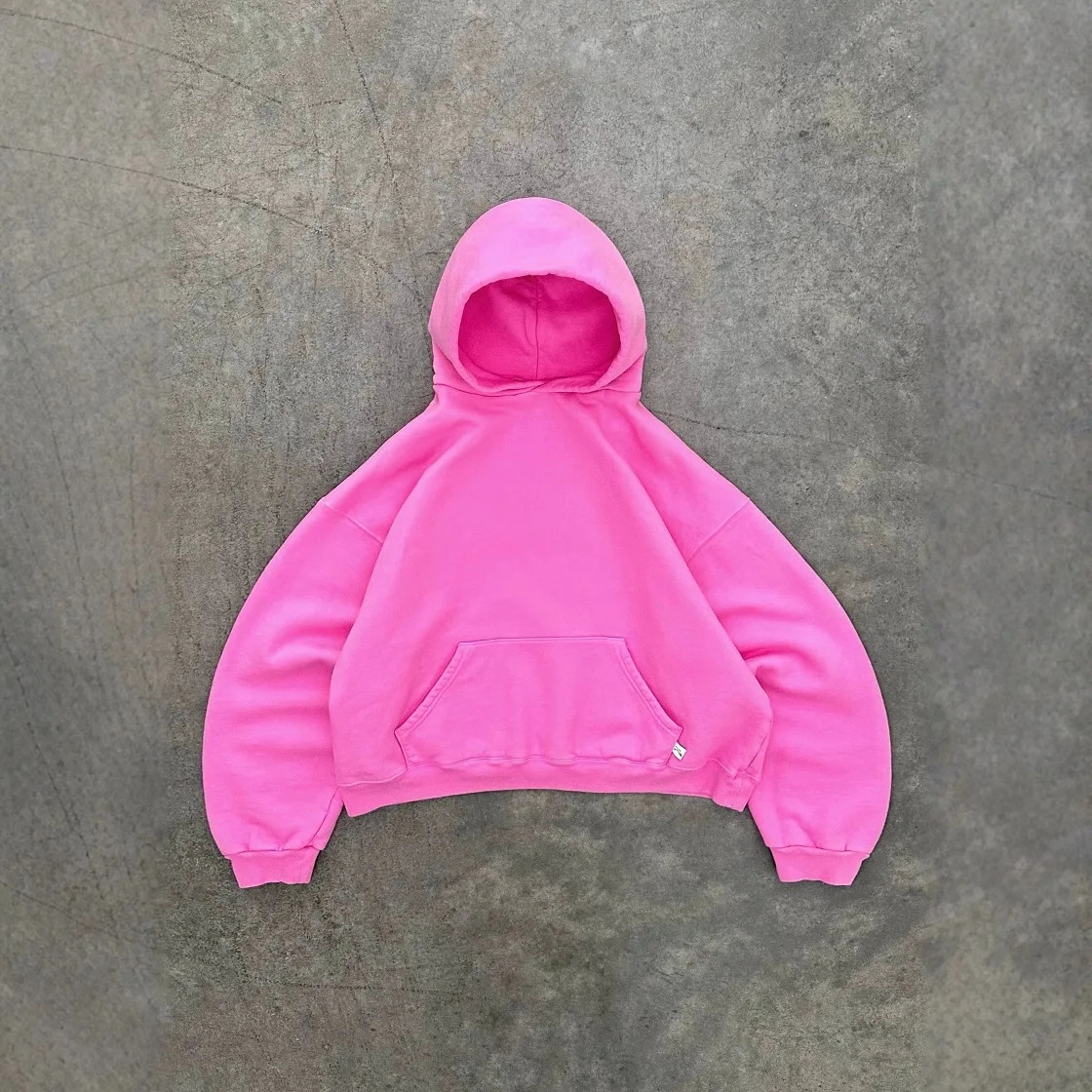 American Retro Solid color Hoodies Women Men Autumn Long Sleeve Tops Hood Shirt Streetwear Hip Hop Pullover Y2K Sweatshirt 250929