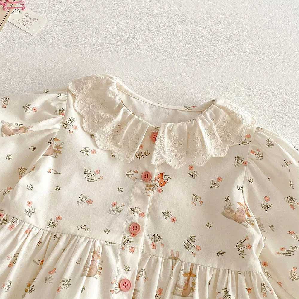 Girls Blouse Floral Cotton Collar Spring Toddler Long Sleeve Tops Princess 1st Birthday Kids Shirts Childrens Clothing C251007