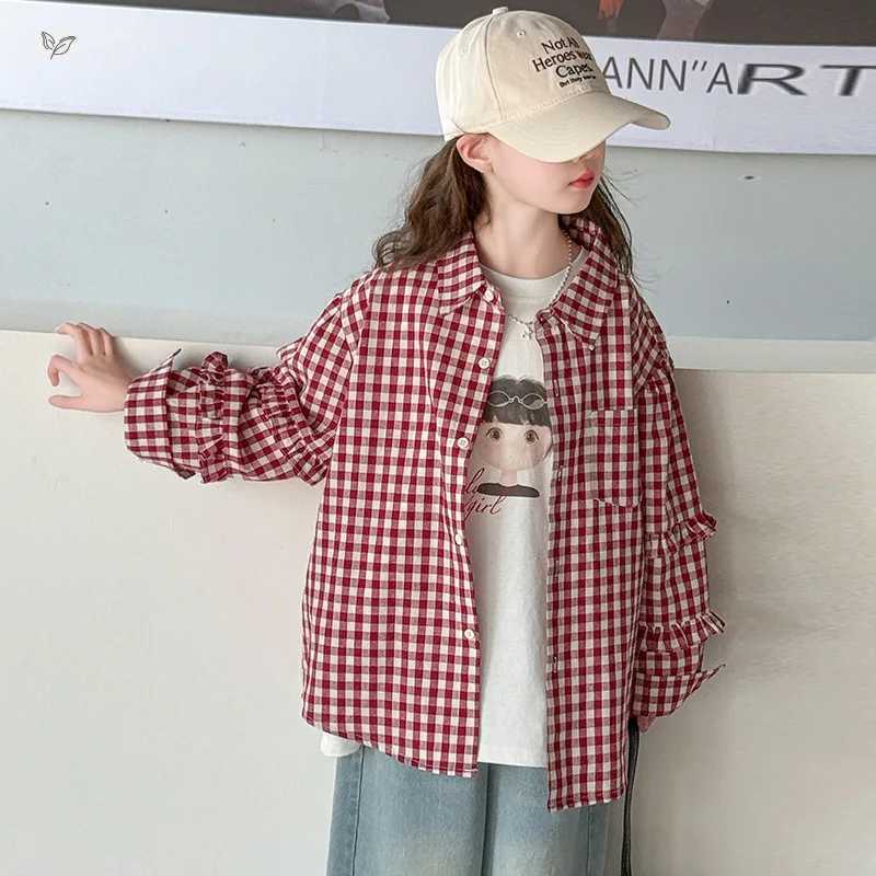 Girls Outerwear 2025 Autumn New Cartoon Base Shirt Plaid Shirt Clothing Casual Cardigan for Children C251007