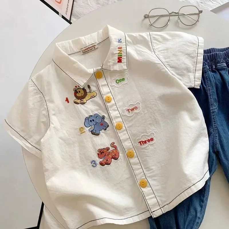 Korean Summer Children Boys Polo Shirt Cotton Cartoon Embroidery Short Sleeve Kids Boys Top All Print Babys Boy Tee 16Y Boy Top C251007