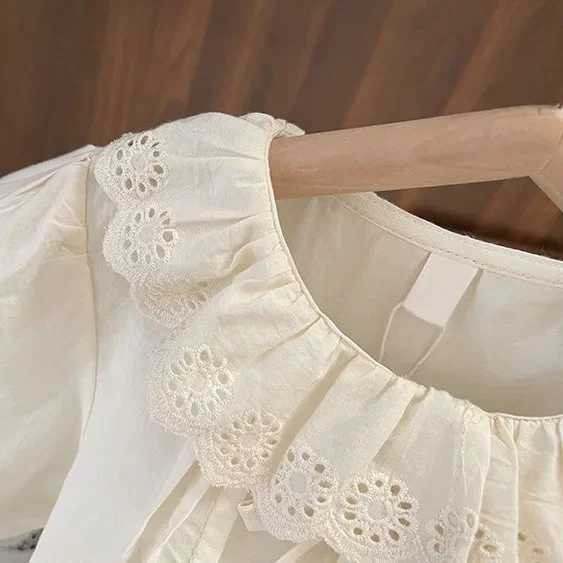 Spring Autumn Girls Clothing Long Sleeved Shirt 2025 Baby Childrens Fashion Korean Sweet Lace Collar Shirt C251007