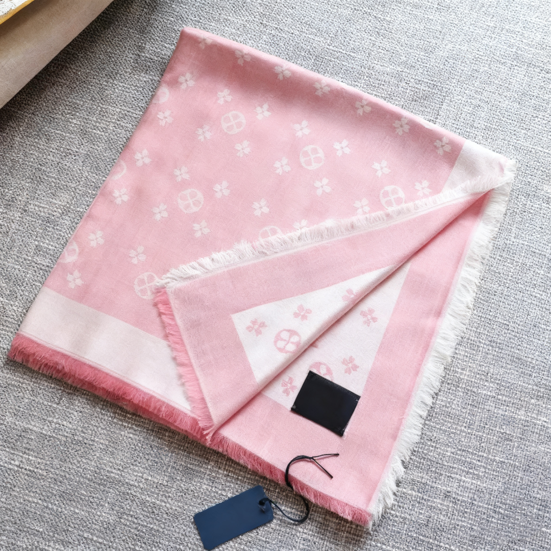 Luxurious scarf - Women's brand - High-quality cotton jacquard scarf - Classic scarf set - 140x140 cm