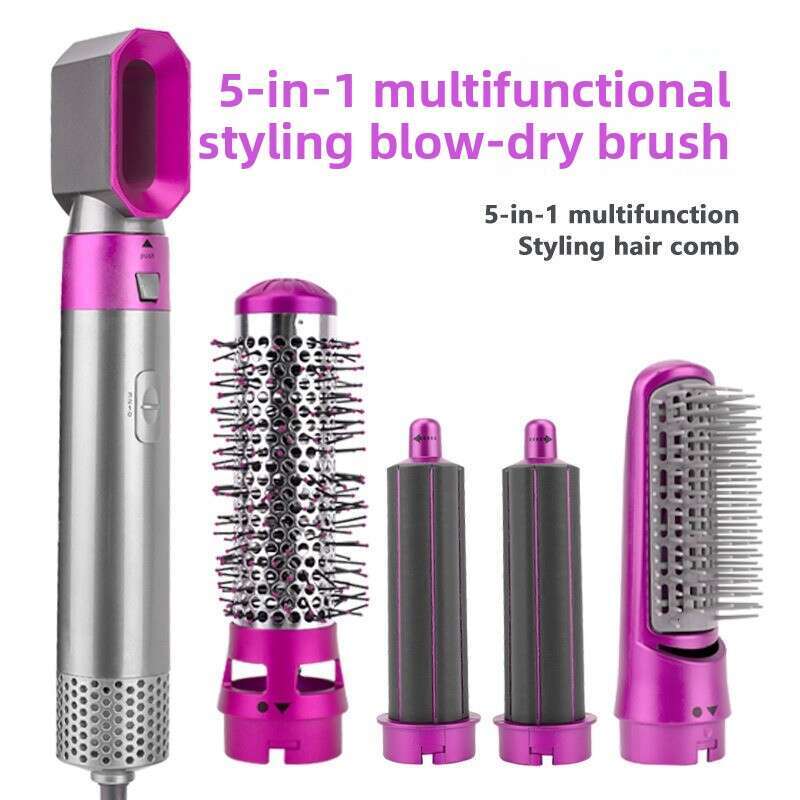 5-In-1 Curler Hot Air Blow Automatic Styling Curling Iron Straightening Comb Leafless Hair Dryer