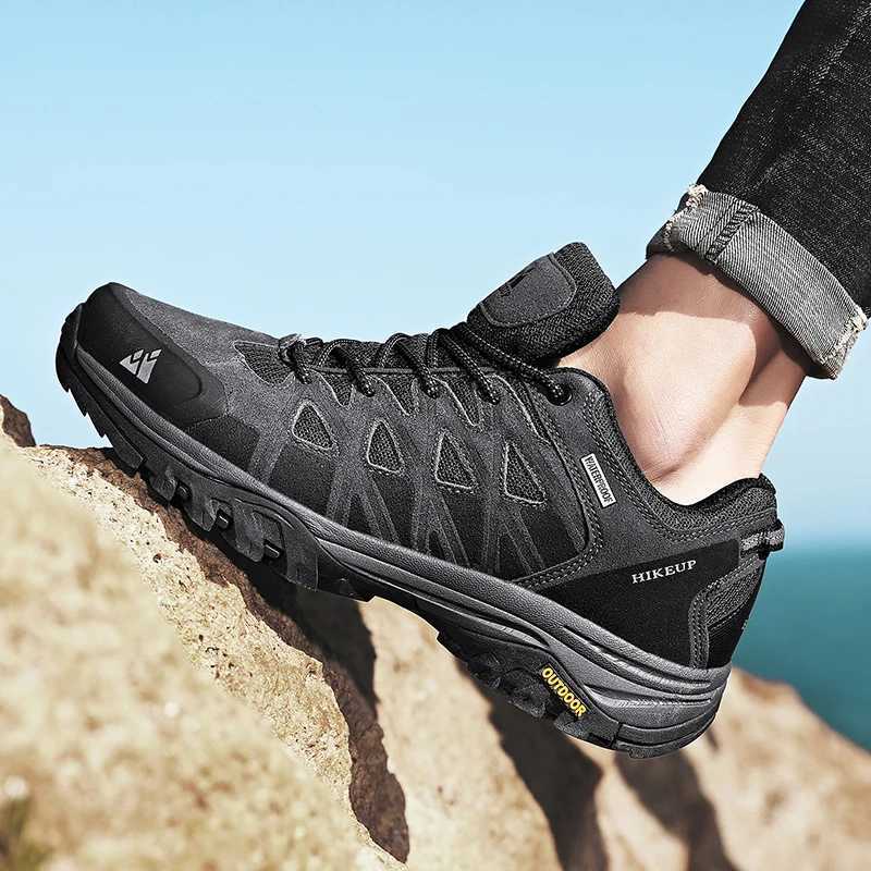 HIKEUP New Arrival Mens Hiking Shoes Breathable Lace Up Trekking Male Cushioning Outdoor Climbing Tourism Sneakers for Men J251007