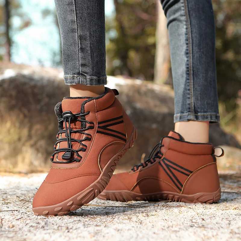 New Men Women Waterproof Barefoot Hiking Shoes Winter Warm Snow Boots Men Minimalist Sneakers Outdoor Trekking Climbing Boots J251007