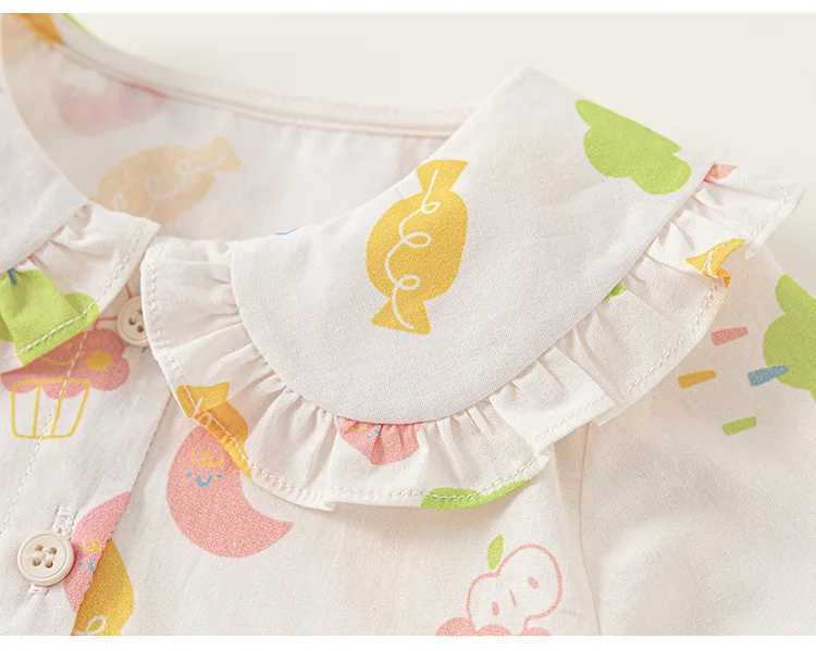 Spring Autumn Children Blouses 110Y Girls Cotton Print Cartoon Long Sleeve Doll Collar Shirts Tops Toddler Wear Kids Clothing C251007