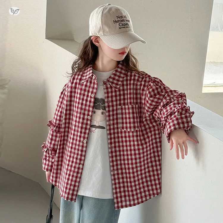 Girls Outerwear 2025 Autumn New Cartoon Base Shirt Plaid Shirt Clothing Casual Cardigan for Children C251007
