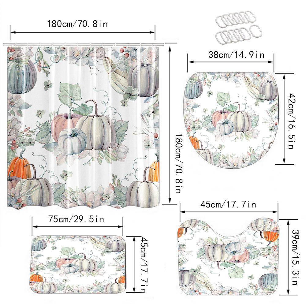 YL-37331 Hot selling shower curtain manufacturer Bomi digital printed polyester shower curtain non-slip mat set