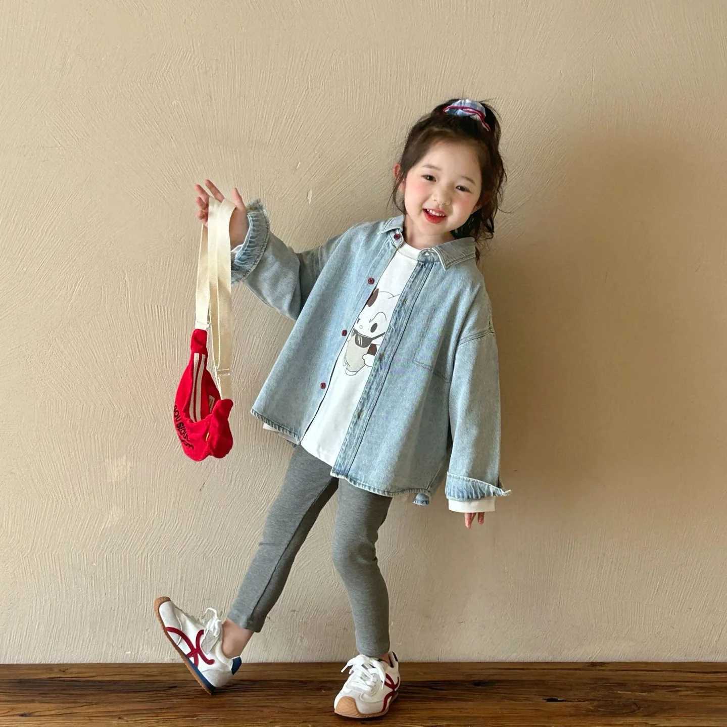 2025 Spring New Childrens Clothing Korean Version of Childrens Clothing Girls Casual Denim Shirt Kindergarten Denim Jacket C251007