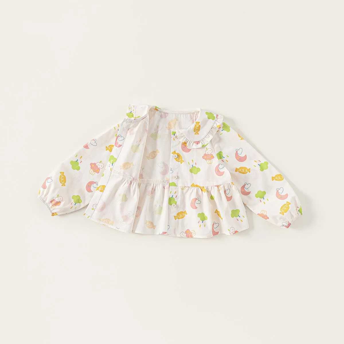 Spring Autumn Children Blouses 110Y Girls Cotton Print Cartoon Long Sleeve Doll Collar Shirts Tops Toddler Wear Kids Clothing C251007