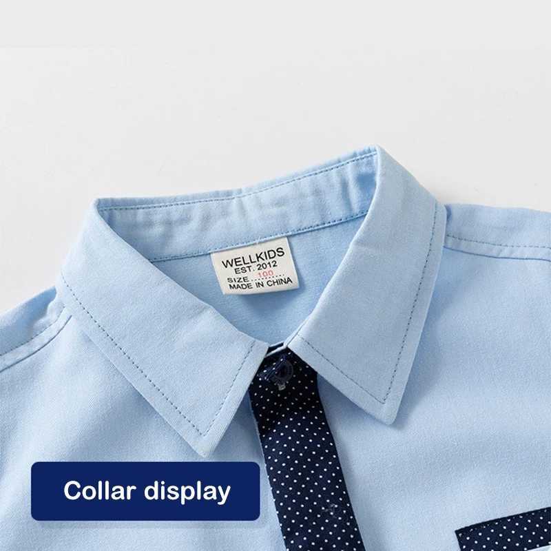 ircomll Boys Long Sleeved Shirt Tie TShirt Childrens College Style Cotton Shirt For Boy Clothes Spring tops Toddler Boys Coat C251007