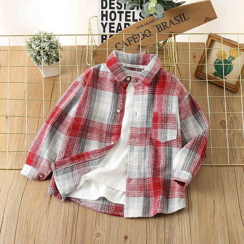 Kids Shirts Boys and Girls Shirts Plaid Printed Girls Blouse Children Clothing for Boys Blouses 2 To 8 Years C251007