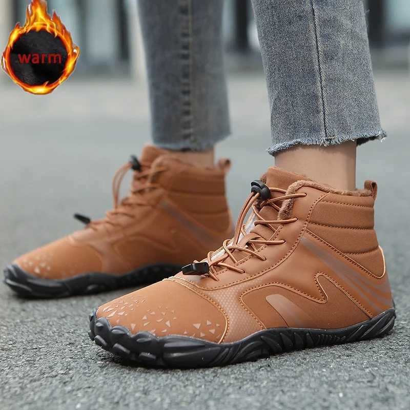 Winter Unisex Barefoot Snow Boots Plush Warm Ankle Boots Men Women Nonslip Outdoor Waterproof Hiking Shoes Casual Cotton Shoes J251007