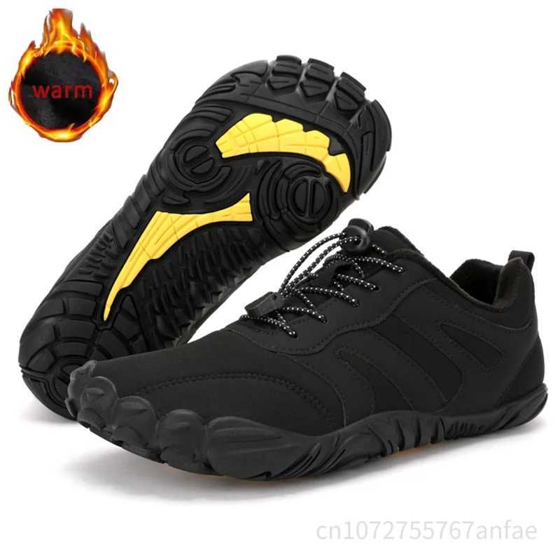 Mens Winter Warm Barefoot Shoes Waterproof Wide Toe NonSlip Rubber Sole Plush Lined Hiking Shoes Outdoor Sneakers Running Shoe J251007