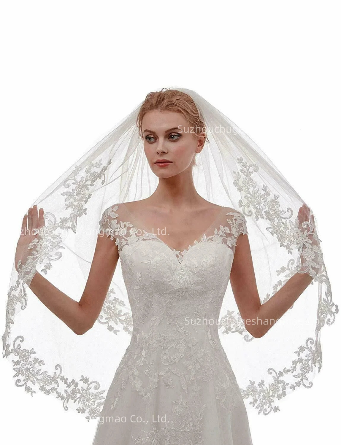 Sell Wedding Veil Double Lace Veil Short Bridal Veils Two Layers Bride Wedding Veils White Ivory 250923