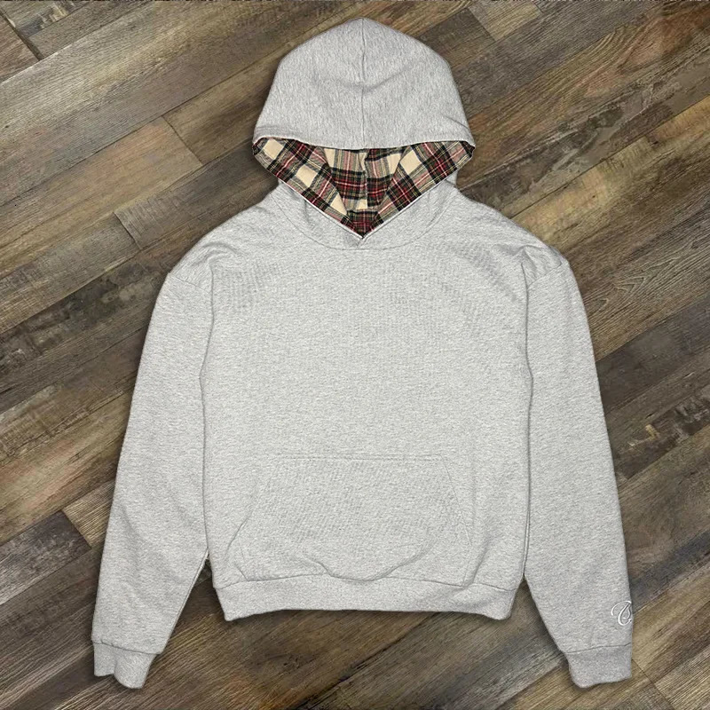 Unisex American HipHop Plaid Print Loose Hoodie Y2K Pullover for Autumn Winter Men Women 250929