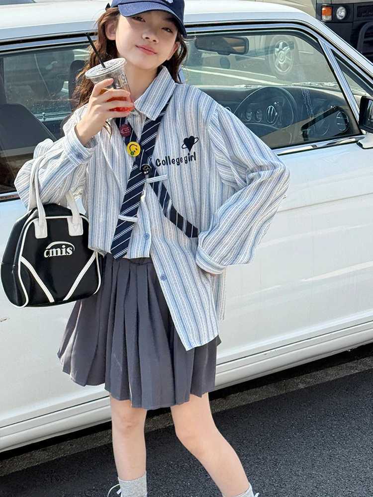 Girls College Style Shirt 2025 Autumn New Style Childrens Fashionable Shirt Childrens Clothing Top C251007