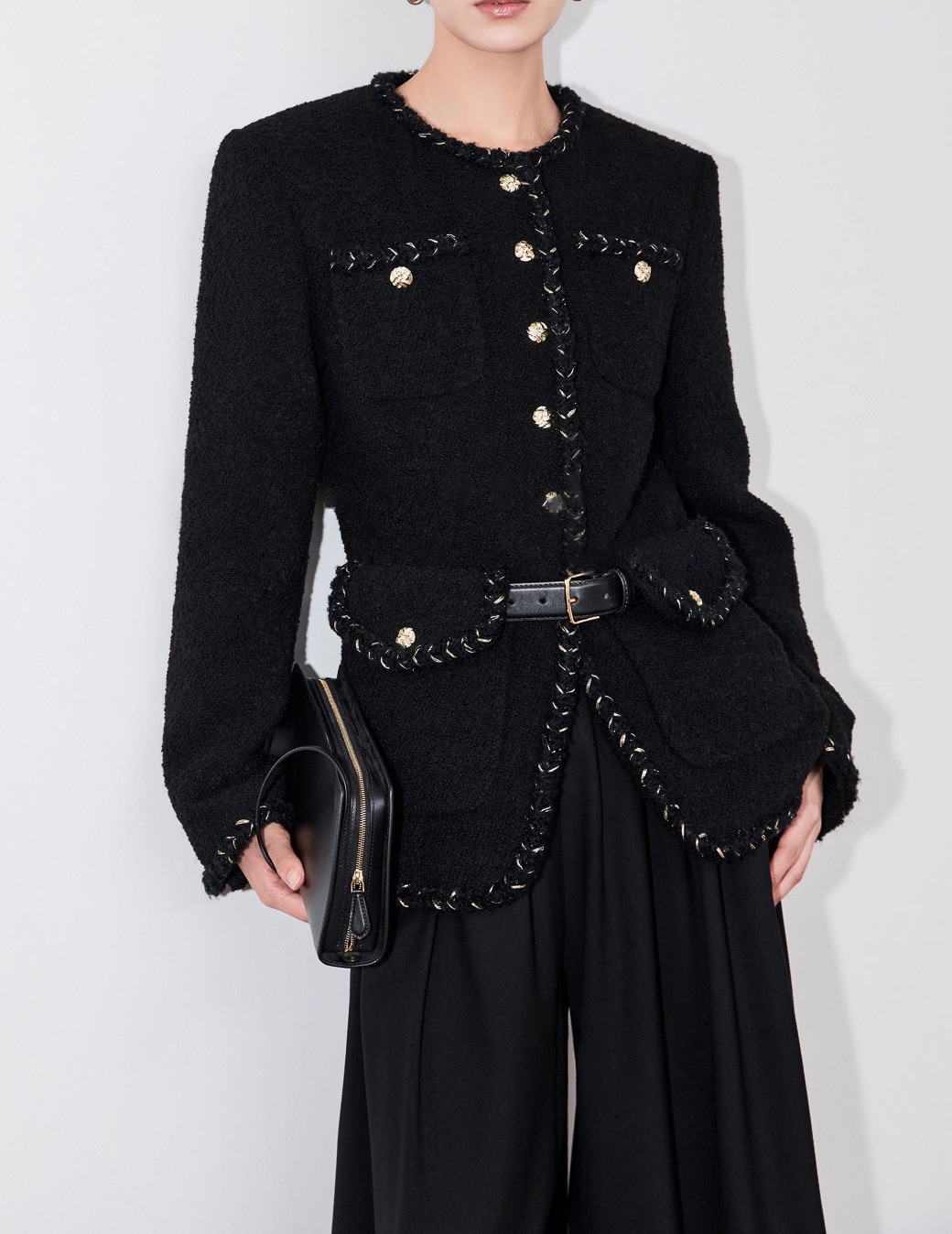 2025 Fashion Design Women's design Black Floral Coat Autumn/Winter Designer Jacket Coarse Fur Short Coat Winter New Luxury Jacket