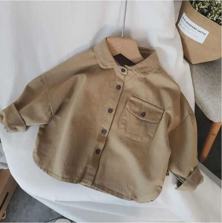 2025 Autumn Kid Boy Shirts Japanese Style Solid Long Sleeve Children Boys Shirts Loose Turn Down Collar Little Boys Long Sleeves C251007