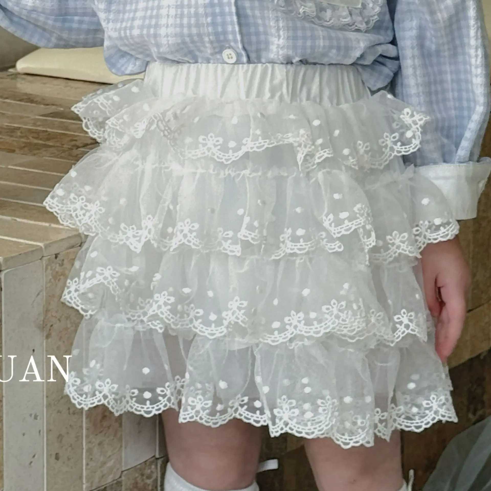 20 25 new girls Korean period plaid lace labeled small fresh shirt girls blouse children shirts C251007