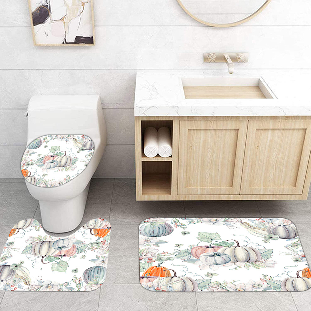 YL-37331 Hot selling shower curtain manufacturer Bomi digital printed polyester shower curtain non-slip mat set