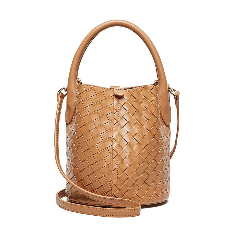 Luxury bag High End Feel New Women s Genuine Leather Handbag Versatile Woven Bucket Shoulder Crossbody Bag for