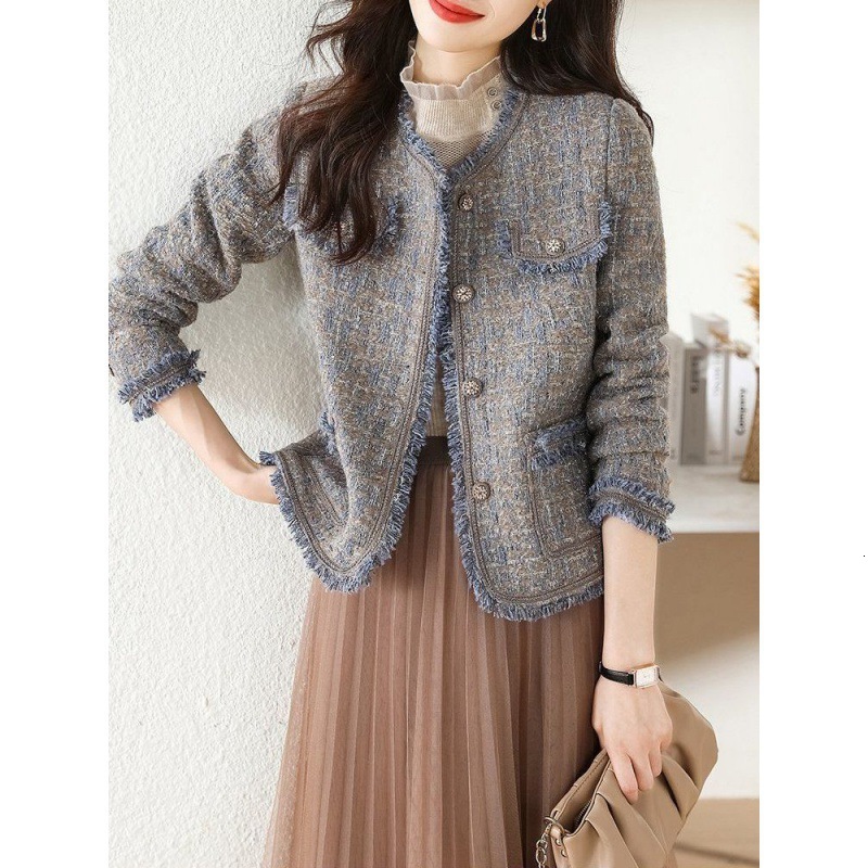 2025 Spring New French Fashion Women's Jacket Elegant Fashion Multi functional Slim fit Coarse Wool Top Autumn/Winter Designer Jacket fashion Coa