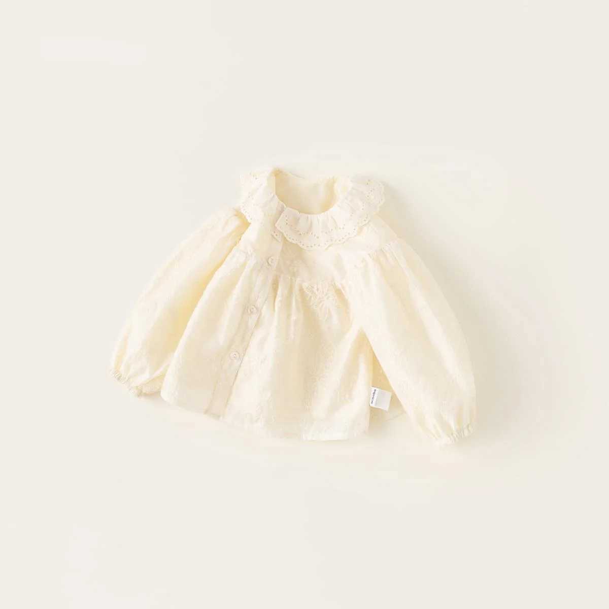 Spring Autumn Children Blouses 110Y Girls Solid Floral Long Sleeve Casual Shirts Tops Korean Toddler Wear For Kids Clothing New C251007