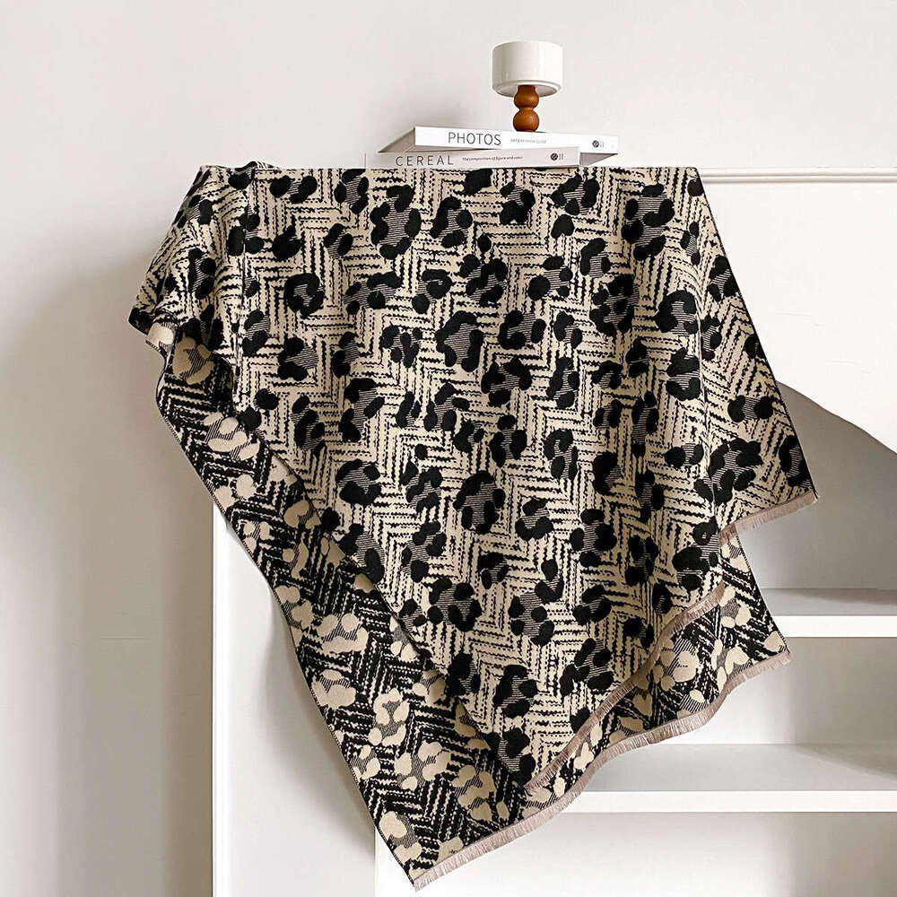 Autumn Winter New Long Scarf Leopard Print Tassel Double-Sided Air-Conditioned Room Warm Thickened Outer Shawl b5d