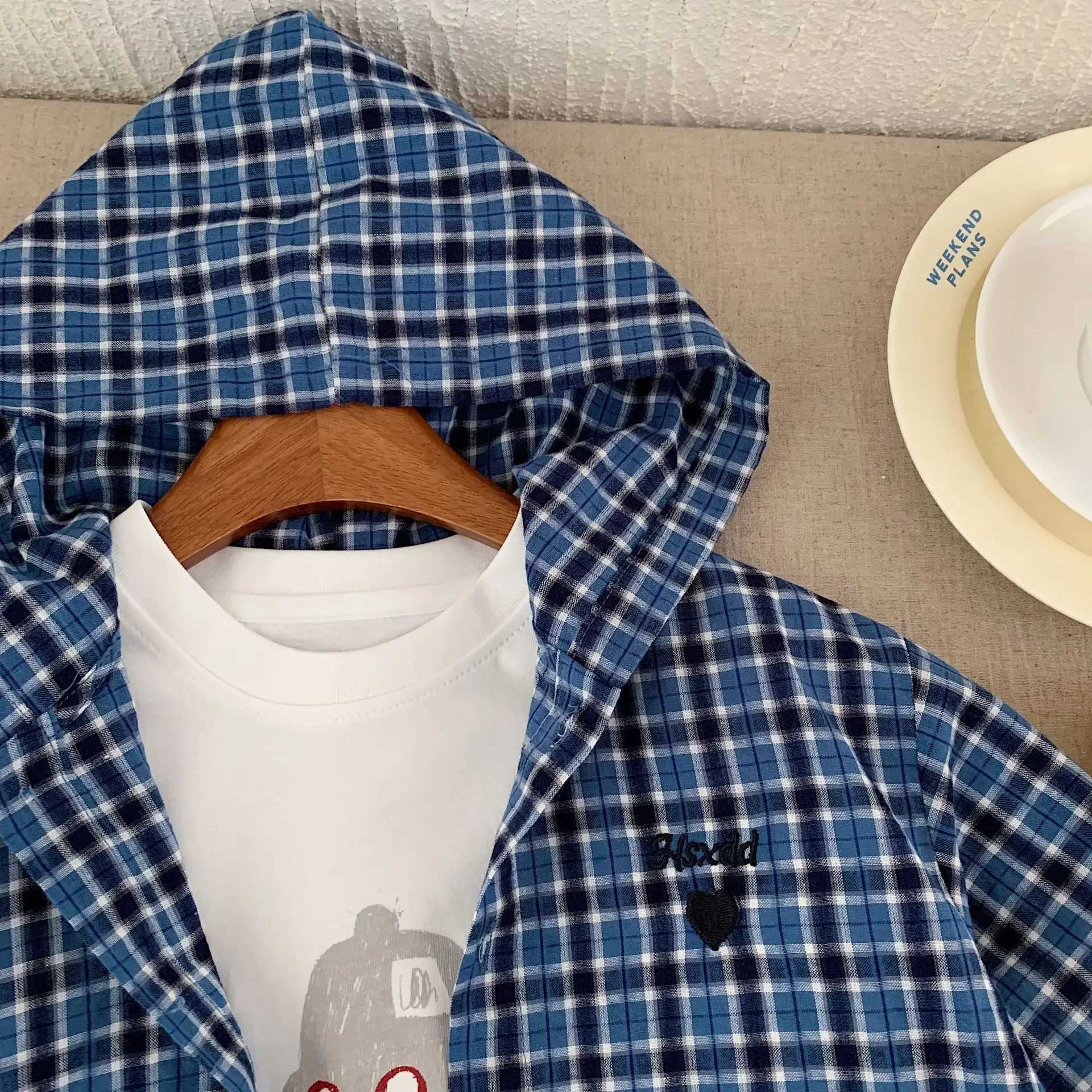 Korean New Autumn Children Boys Tops Hooded Plaid Infant Baby Boys Coat Single Button Long Sleeves Casual Toddler Boys Shirt C251007