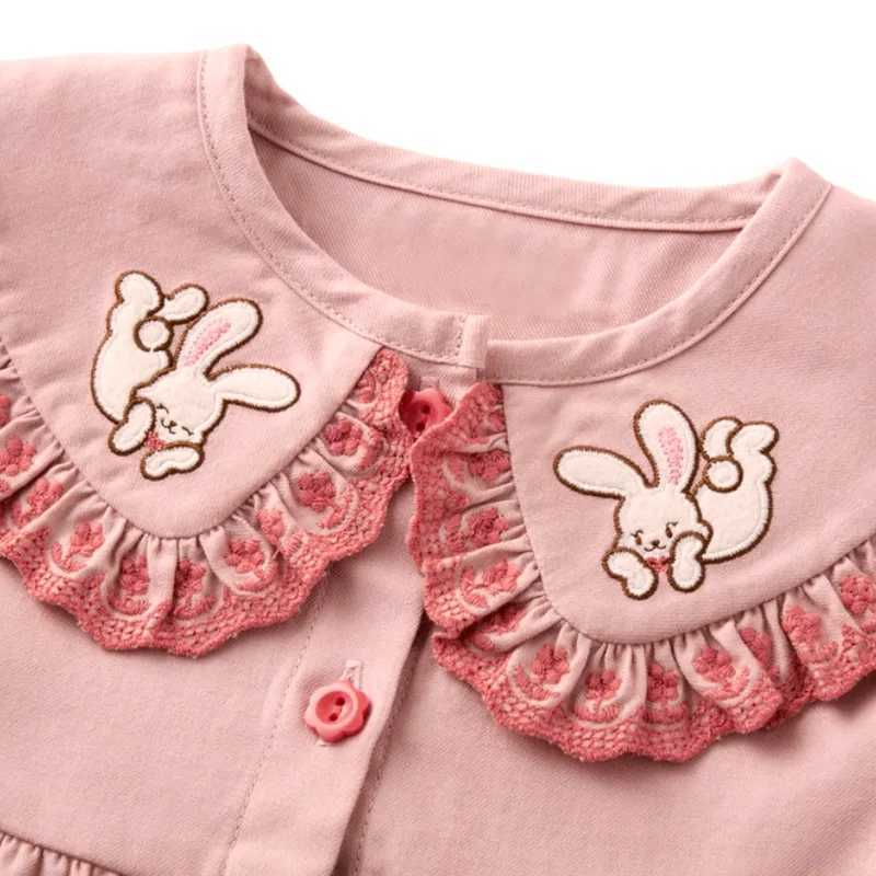 New Spring and Autumn Girl Cartoon Cute Little Rabbit Embroidered Doll Collar Shirt C251007